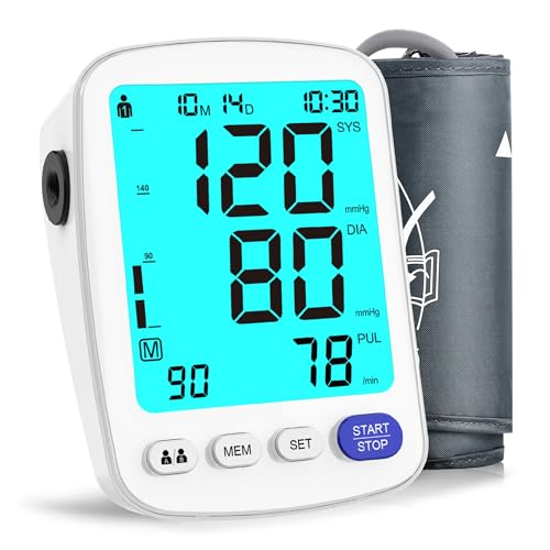 Image of Automatic Upper Arm Blood Pressure Monitor, 2 Users 90 Memory Sets Blood Pressure Machine, Irregular Hearbeat & Pulse Readings BP Monitor with Type-C 5V Cable