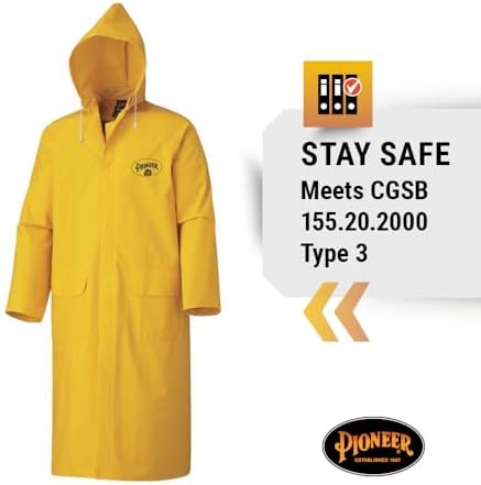 Pioneer FR Waterproof Long Rain Jacket for Men - Flame Resistant PVC Yellow Rain Gear for Work - X-Large - 3