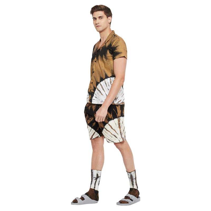 Buy FUGAZEE Men's Brown Tie & Dye Cuban Shirt & Shorts Combo Set with Matching Socks at Amazon.in