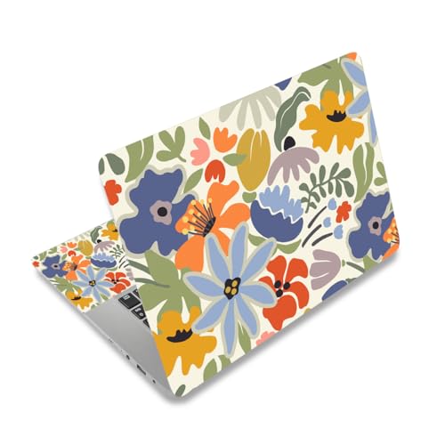 DINKY Laptop Notebook Skin Sticker Soft Cover Decal Fits 13 13.3 14 15 15.4 15.6 inch Laptop Protector Netbook PC, Easy to Apply and Remove (Colorful Abstract Flowers)