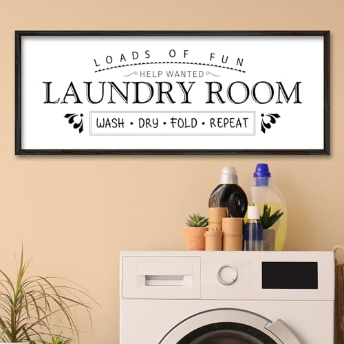 YWMZYKJGS Wash Dry Fold Repeat Wall Decor Art 32"X12" Laundry