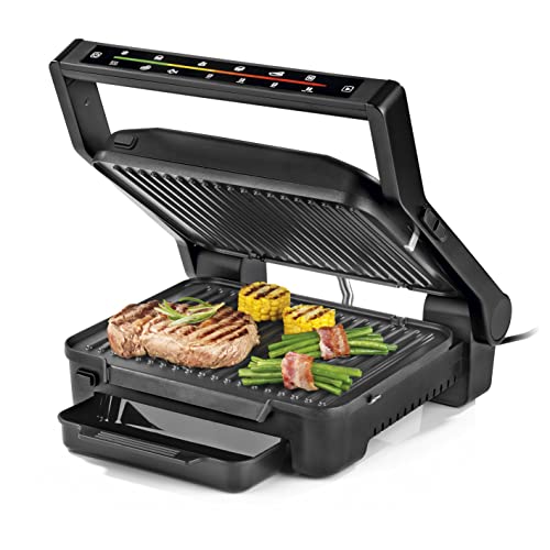 N8WERK Digital-Kontakt-Grill in der Midnight Edition | 6 Grill-Programme | 2000W | Touch-Display mit LED-Farbcountdown | abnehmbare...