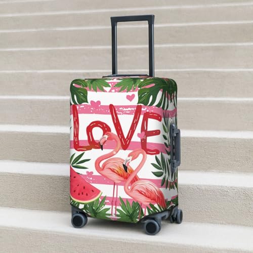 Flamingo Love Luggage Cover Washable Elastic Suitcase Cover Anti-Scratch Travel Luggage Protector Covers for Kids Adult S fits 18-21 inch Suitcase 7