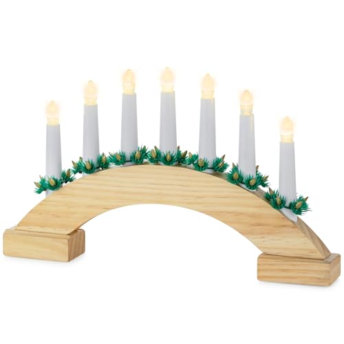 Staymoment Arco luminoso natalizio con 7 candele LED, arco di Natale, con arco di Natale, a batteria, decorazione per interni