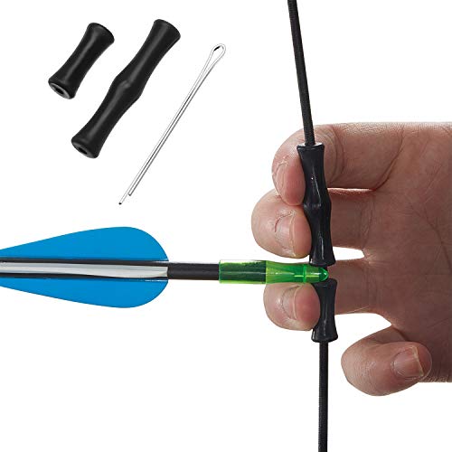 6 Sets Bowstring Finger Savers Bowstring Finger Guards Archery Bowstring Saver Finger Protector For Hunting (Black) #TOP1