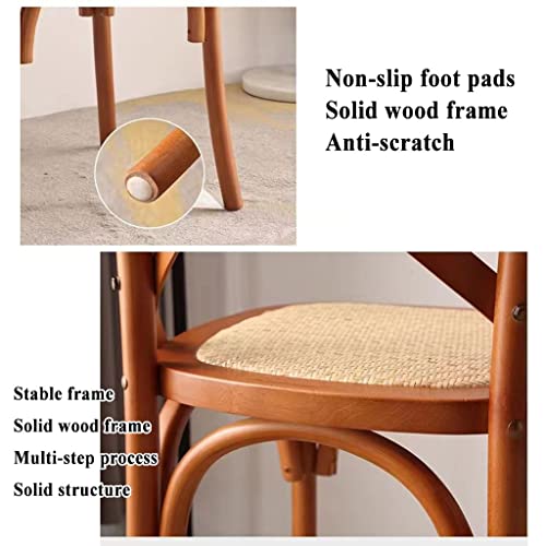 X Back Chair, Wooden Rattan Cushion Chair, Modern Farmhouse Cross Chair, Suitable For Kitchen, Indoor Leisure Seat (Color : Cherry, Size : 64 * 50 * 98Cm) #TOP4