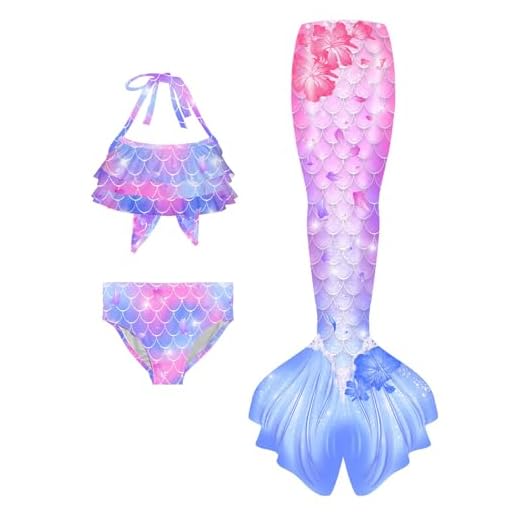 Générique Maillot de Bain Trois pièces pour Fille avec Jupe, Joli Maillot de Bain d'été à séchage Rapide pour Enfants de 4 à 13 Ans