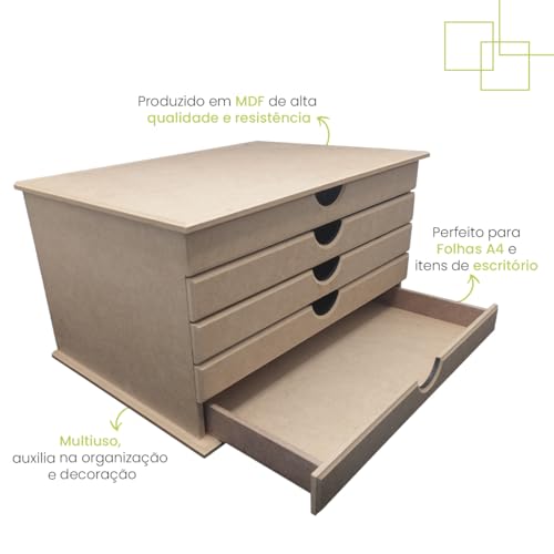 Gaveteiro Com 5 Gavetas Em Mdf Organizador Para Escritório