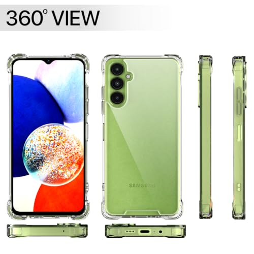 Image of Outlouders Back Cover for Samsung Galaxy A14 4G / A14 5G Clear Transparent PC + TPU Bumper Case with Raised Edges for Shockproof Protection (Transparent)