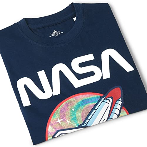 Image of Kidsville NASA Printed Regular Fit Blue Cotton Boy's T-Shirt