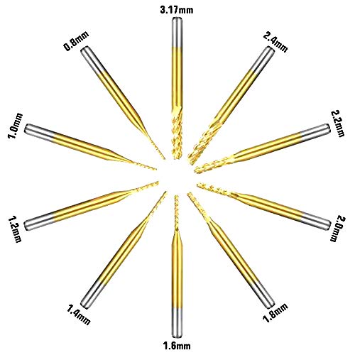Gasea - Set di 10 frese rotanti PCB, in titanio