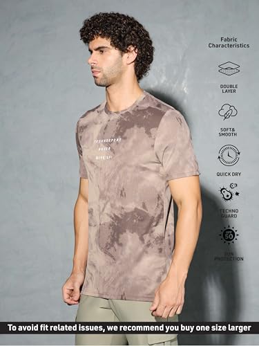 Image of TECHNOSPORT Men's Regular Fit Half Sleeve Crew Neck T-Shirt, TECHNOCOOL+ Quick Dry Moisture Wicking Stretchable Sports Gym and Casual Wear