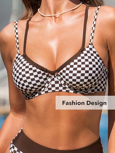 CUPSHE Women's Bikini Sets Two Piece Swimsuit High Waisted Underwire Double Straps Crisscross Back Self Tie4
