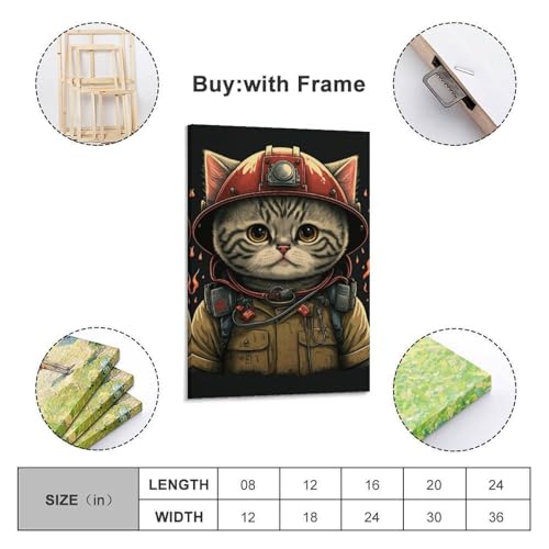 Toile Chat Pompier36 POLIUAWS Tableau Décoration Maison 30x45 cm - 3