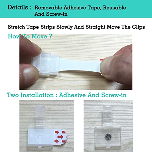 Ctsgc Damage Free Led Strip Light Hanger Clips Adhesive For 10Mm/12Mm Wide Ip65 Led Strip Light ,Led Light Clips For String Light And Fairy Light Cable,60 Clips,66 Strips And 60 Screws. Clear #TOP5