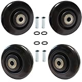 4 Inch PU Caster Wheels, Set of 4-3/8" Bore, Heavy Duty Plate Casters, Replacement Wheels for Trailer, Saw Table, Stage Toolbox, Bed, Corn Board - Push Cart Wheel