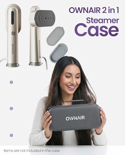 Image of Ownair 2-in-1 Steamer Travel Case - Hard Shell Portable Organizer with Handle, Shockproof & Water-Resistant Carry Bag for Garment Steamer & Accessories, Compact Lightweight Storage (Dark Grey)