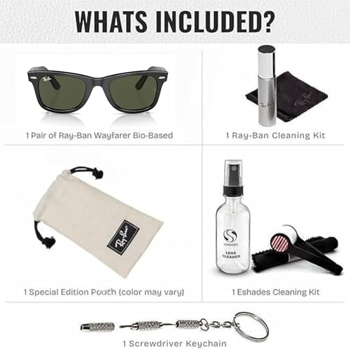 Image of Ray-Ban RB2140F ORIGINAL WAYFARER CLASSIC BIO-BASED LOW BRIDGE FIT Square Shape Sunglasses with Official RayBan Eyewear Kit