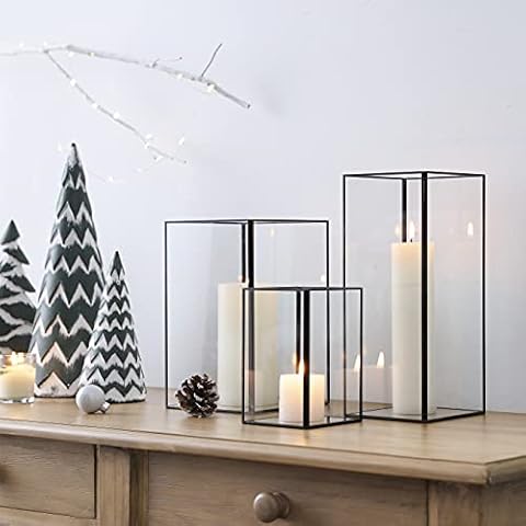 QL DESIGN Set of 3 Glass Candle Holders Cover