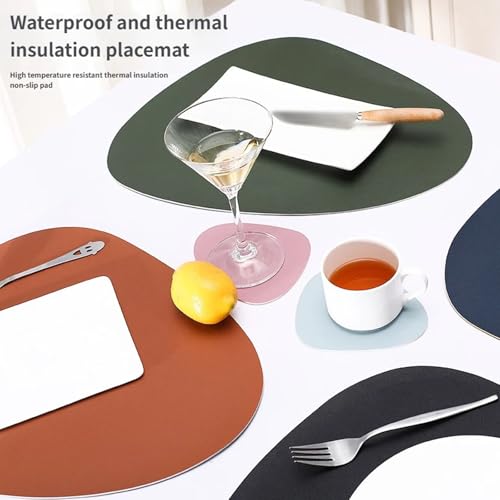 Set de table en cuir imperméable anti-tache et antidérapant style goutte d'eau - 6