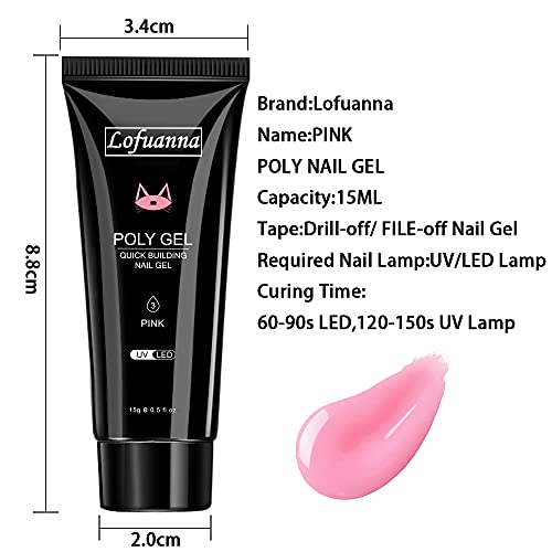 Lofuanna Poly Gel 15ml Poly Nagel Gel, Nagelverlängerungs Gel Soak off UV LED,Schnell Aufbauendes Acrylgel für Nägel… – Bild 4