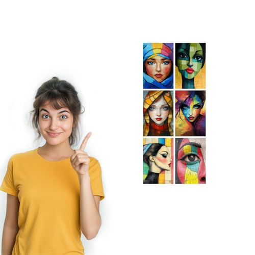 Image of SiddArtify Abstract Portrait Wall Art Prints Set - Modern Woman Poster Decor for Living Room Bedroom Office - Set of 2-4x6 Inch - Board (Pack of 6) - Sticker (Pack of 6)