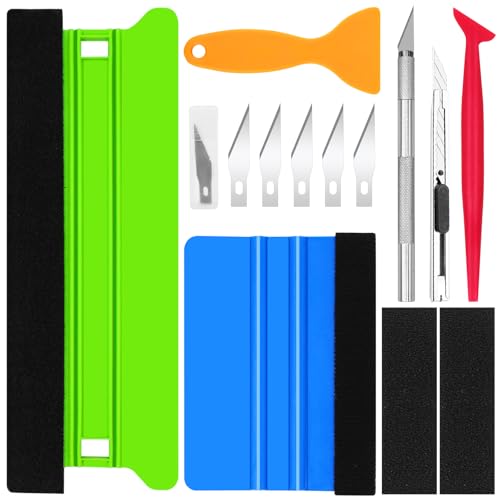Annickee 9 PCS Vinyl Wrap Tools, Wallpaper Tools Kit with Plastic Felt Squeegee and Trimmer, Wallpaper Smoother, Vinyl Wrap Kit for Car, Orange Window Tint Squeegee for Removing Bubbles