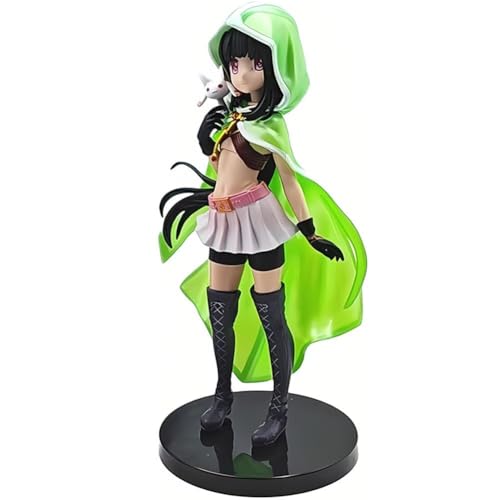 Image of Magical Girl Iroha Tamaki Anime Action Figure 22cm || Standing Cute Witch Girl Iroha with Green Hood & White Cat Anime Figure for Home, Desk & Table Decor | Gift for Friends & Anime Fans