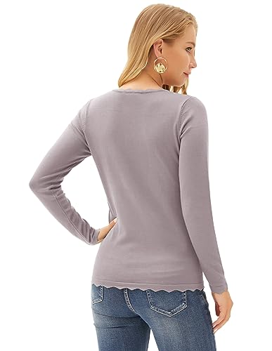 Image of GRACE KARIN Fall Sweaters for Women 2026 Long Sleeve Crewneck Business Casual Tops High Stretchy Knit Fitted Pullover Sweater
