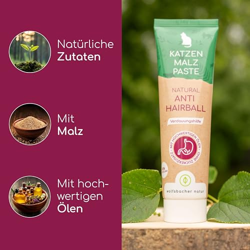 Malzpaste für Katzen – Anti Hairball Paste zur Reduzierung von Haarballen – Katzensnack mit Malz – Fördert den Abgang verschluckter Haare 100g