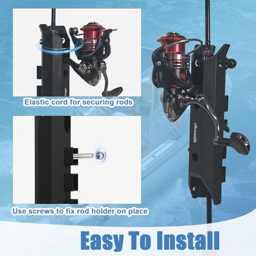 Aventik 2/4pcs Tube Fishing Rod Holders For Boat Truck Tool Box With Tool Slot, Wall Mount Fishing Pole Holders With Screws (2 Pole Black) by Aventik - Image 3