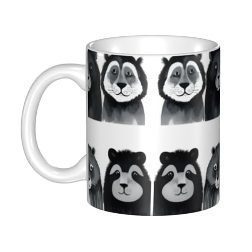 MKGOHLG Taza de cerámica impresa con diseño de animales lavados a tinta para capuchino, latte, cereales, yogur, leche, bebidas calientes o frías, horno de microondas