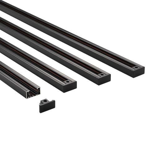 Image of mirrea Black H Type 6-feet Track for Ceiling Track Lighting Pack of 4