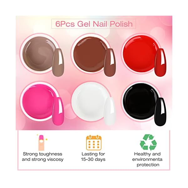 SPTHTHHPY Acrylic Nail Set of 6 UV Nail Polish Set with 48 W UV/LED Nail Lamp, 20g Acrylic Powder Set 3 Colours and 90 ml Acrylic Liquid Professional Liquid Set 15 Nail Brushes – Bild 4