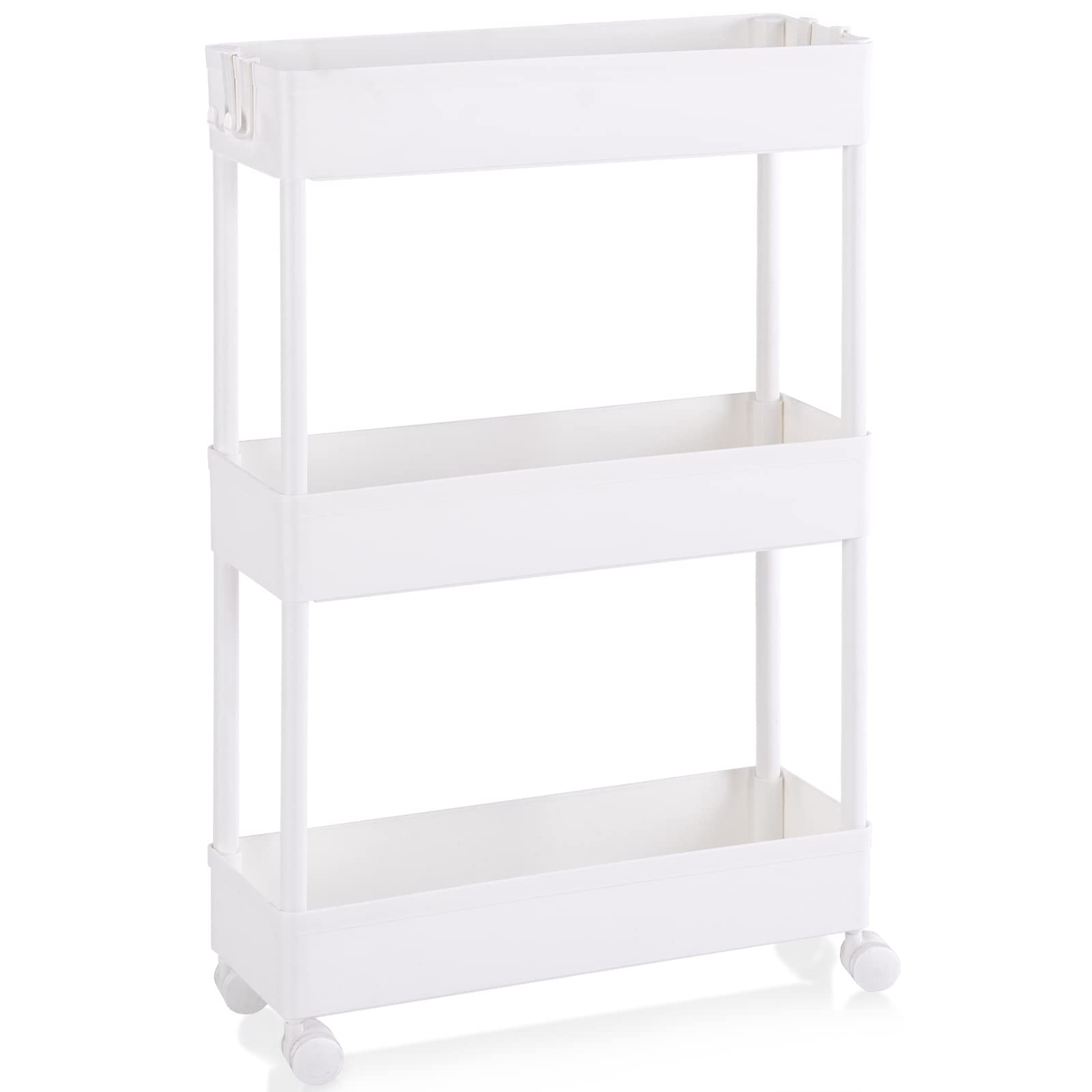 TECHMILLY Kitchen Wagon, Slim with Casters, Width 5.5 inches (14 cm), 3 Tiers, Gap Storage, Storage Cart, Kitchen, Washroom, Toilet Storage, Space-Saving, White 3 Tiers, Width 5.5 inches (14 cm), Length 16.1 inches (41 cm), Height 26.4 inches (67 cm)
