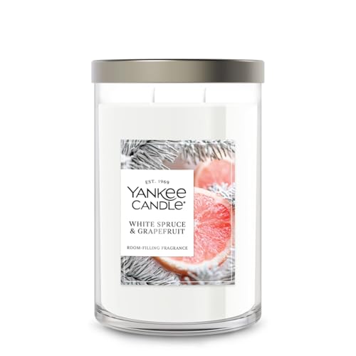 Yankee Candle White Spruce & Grapefruit Scented, Signature 20oz Large Tumbler 2-Wick Candle, Over 60 Hours of Burn Time