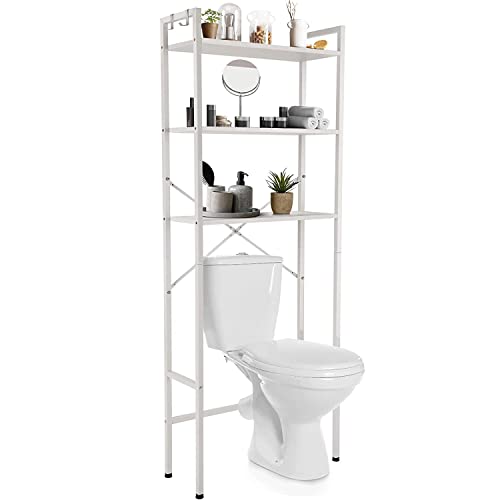 Plohee Over The Toilet Storage Shelf, 3-Tier Bathroom Organizer Space Saver, Free-Standing Above Toilet Rack Metal Bathroom Shelves (White) #TOP6