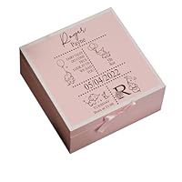 ukgiftstoreonline Personalised Baby Memory Storage Box, Wooden Keepsake Box with Elephant Design, 16 x 16 x 7 cm, Choice of White, Blue, Pink (Pink)