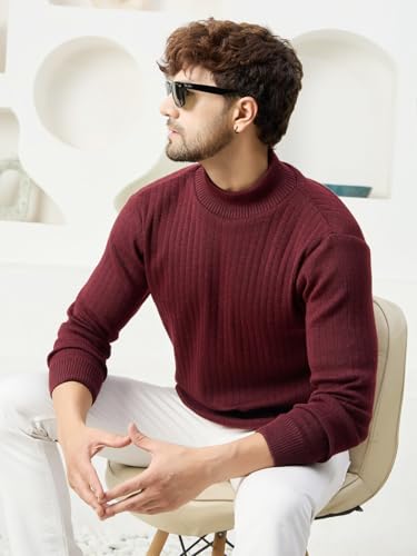 Image of Kvetoo Men High Neck Full Sleeve Winter Woolen Sweater