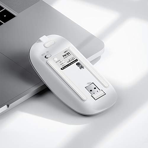 INPHIC Bluetooth Mouse, Tri-mode Slim Silent Rechargeable Bluetooth Wireless Mouse (BT5.0/BT4.0/2.4G USB), 1600DPI Portable Mouse for Laptop PC Computer, Mac,Android, MacBook,iPadOS, Silver