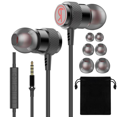 Earphones, In-Ear Headphones with Strong Bass, Noise Isolating Headphones, Wired Earphones with Microphone and Volume Control, for Samsung, Android, iPad, Mp3, Smartphones and 3.5mm Devices