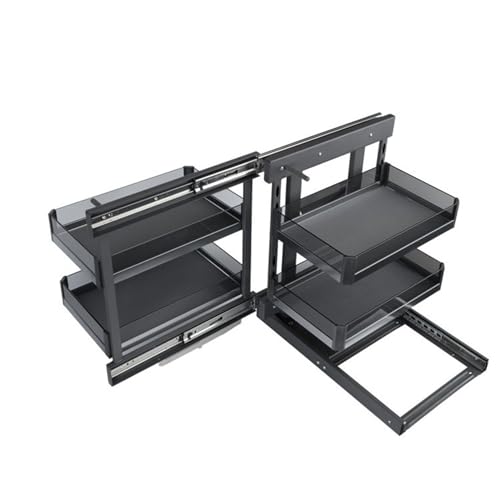 WABMJGW Armario Esquinero Extraíble Negro para Cocina,Armario Esquinero Extraíble,Estantería Extraíble con 4 Cestas de Almacenaje,900