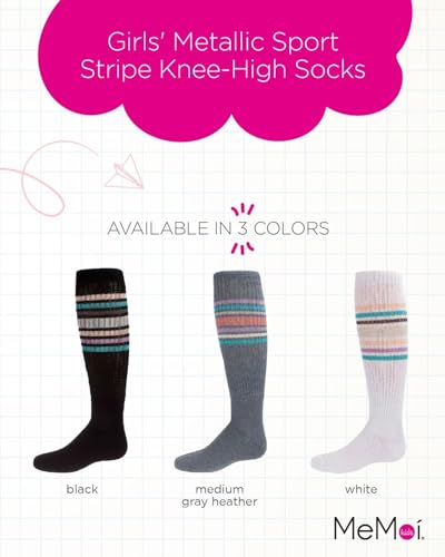 MeMoi Girls' Metallic Sport Stripe Knee-High Socks2