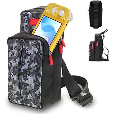 WapoRich Shoulder Bag for Nintendo Switch/Lite, Portable Crossbody Travel Bags for Console Charging, Dock, Joy-con, Pro Controller and Other Accessories, Adjustable Sling Storage Backpack Cover