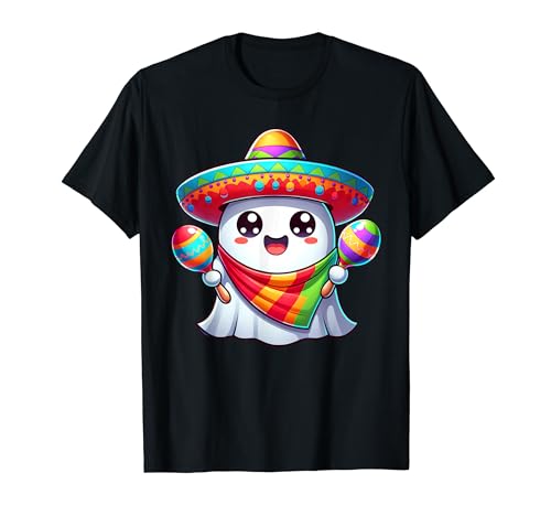 Poncho fantasma del Cinco de Mayo Sombrero Maracas de Halloween Camiseta
