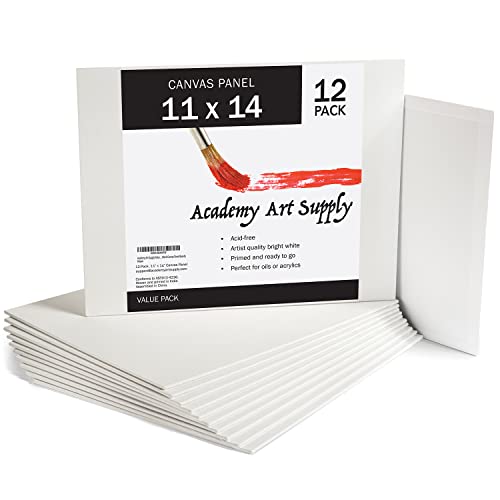 Academy Art Supply Value Pack of 12 11 x 14 Blank Canvas Panel Boards