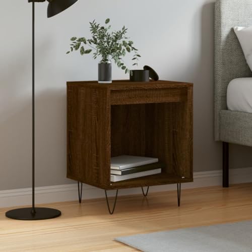 Juroupi Mesita de Noche mesitas de Noche Dormitorio Bedside Table Mesa de cabeceira Madera de ingeniería marrón Roble 40x35x50 cm - 830730