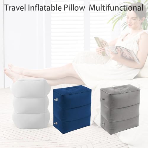AIEKOO Inflatable Foot Rest Pillow for Travel, Comfortable Leg Rest Pillow, Adjustable Height Sleeping Bed for Airplane, Car, Train, Home, Office, Gray 2 Pack by AIEKOO - Image 7