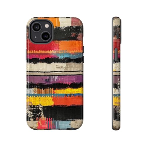 Coque motif tissé abstrait coloré pour iPhone 14 Plus, finition premium