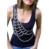 YROHGKPN Elegante collar multicapa de tela de araña para el cuerpo, collar de metal plateado para hombros y pecho con cadena para mujer, para fiestas, ropa de playa, collar multicapa